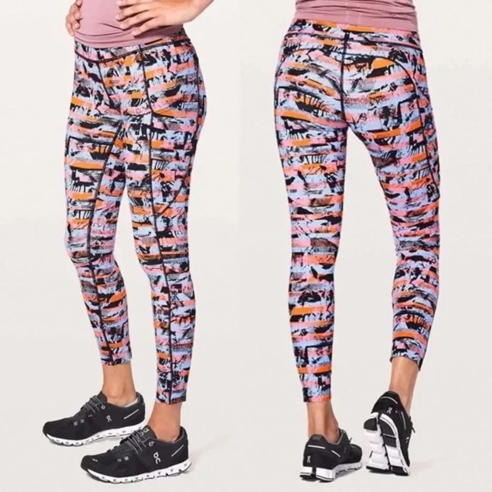 Lululemon athletica Women's Fast and Free leggings in Inversion Multi Size 6